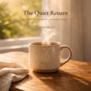 The Quiet Return Sunlight Edition cover with steaming mug in warm morning light